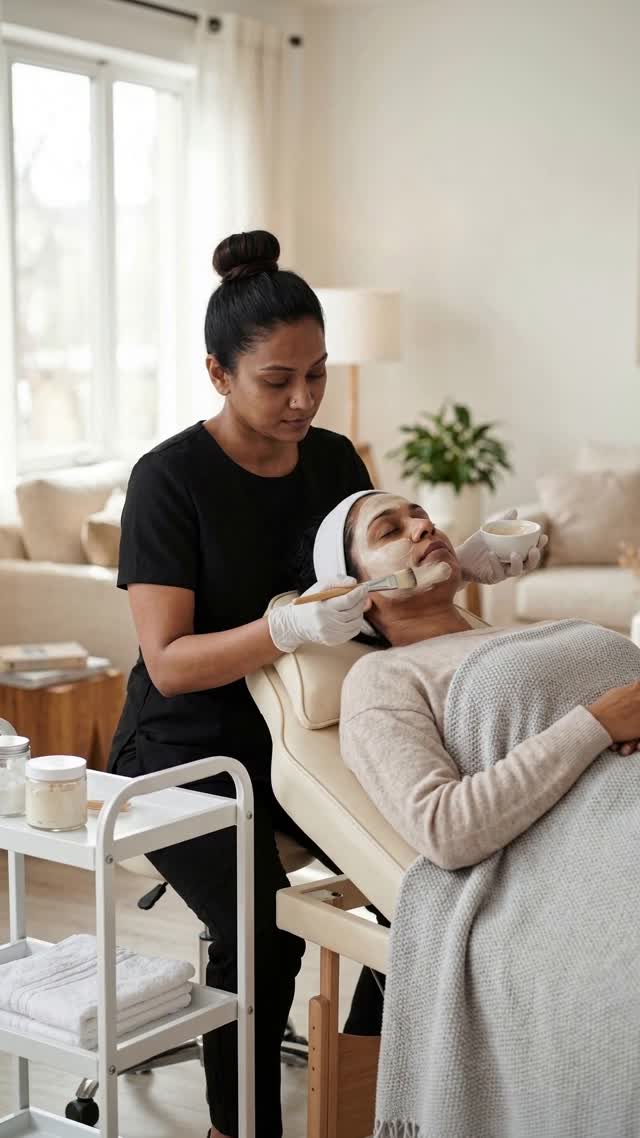 An at-home facial, service illustration